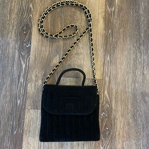 vintage lord & taylor black velvet crossbody bag